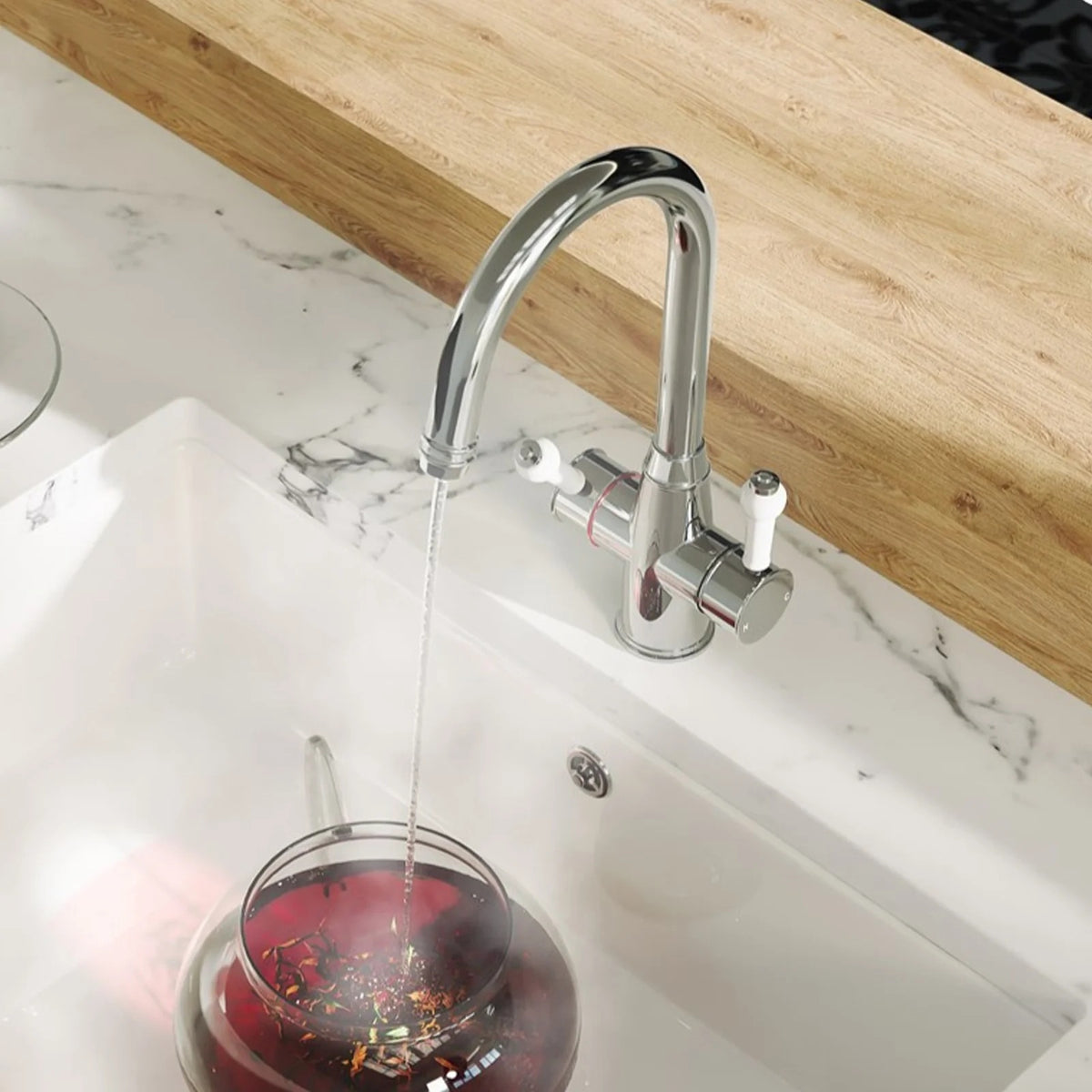 3 in 1 Single Lever Boiler Kitchen Mixer Complete Tap Set - Chrome