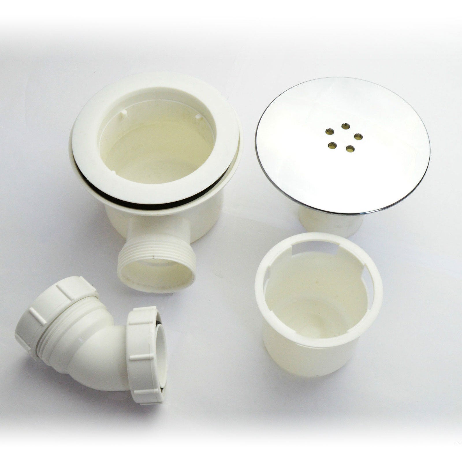 Chrome Cover Low Profile Shower Tray Waste Trap Easy Removable