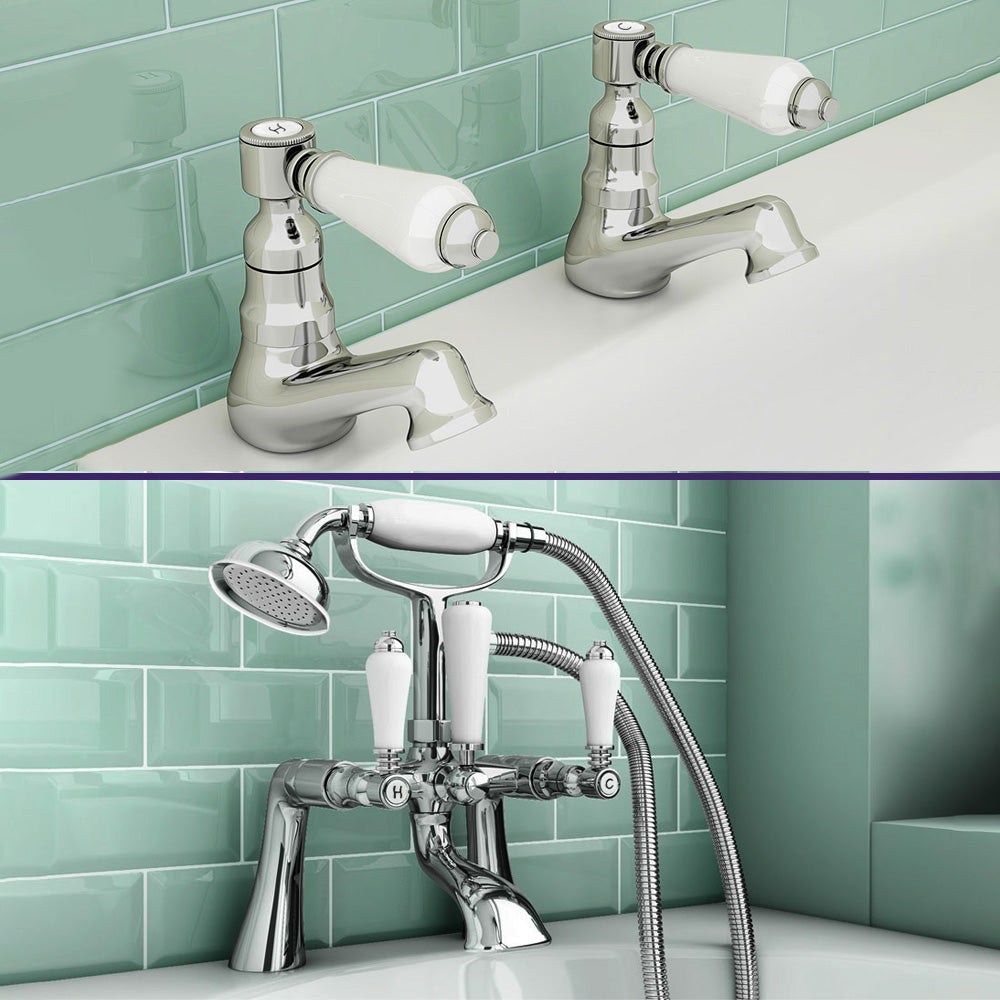 Trafford Basin Brass Taps & Bath Shower Mixer Taps Chrome