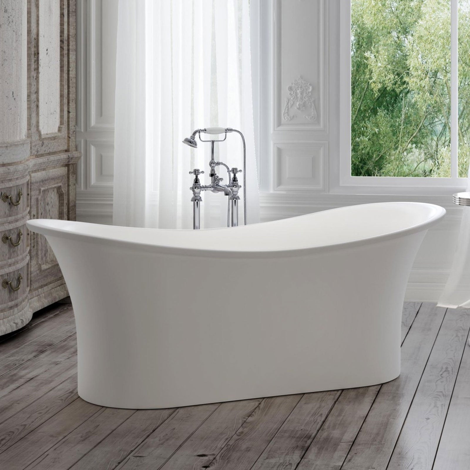 Churchill Traditional Freestanding Cross Head Bath Shower Mixer Tap With Handheld Kit