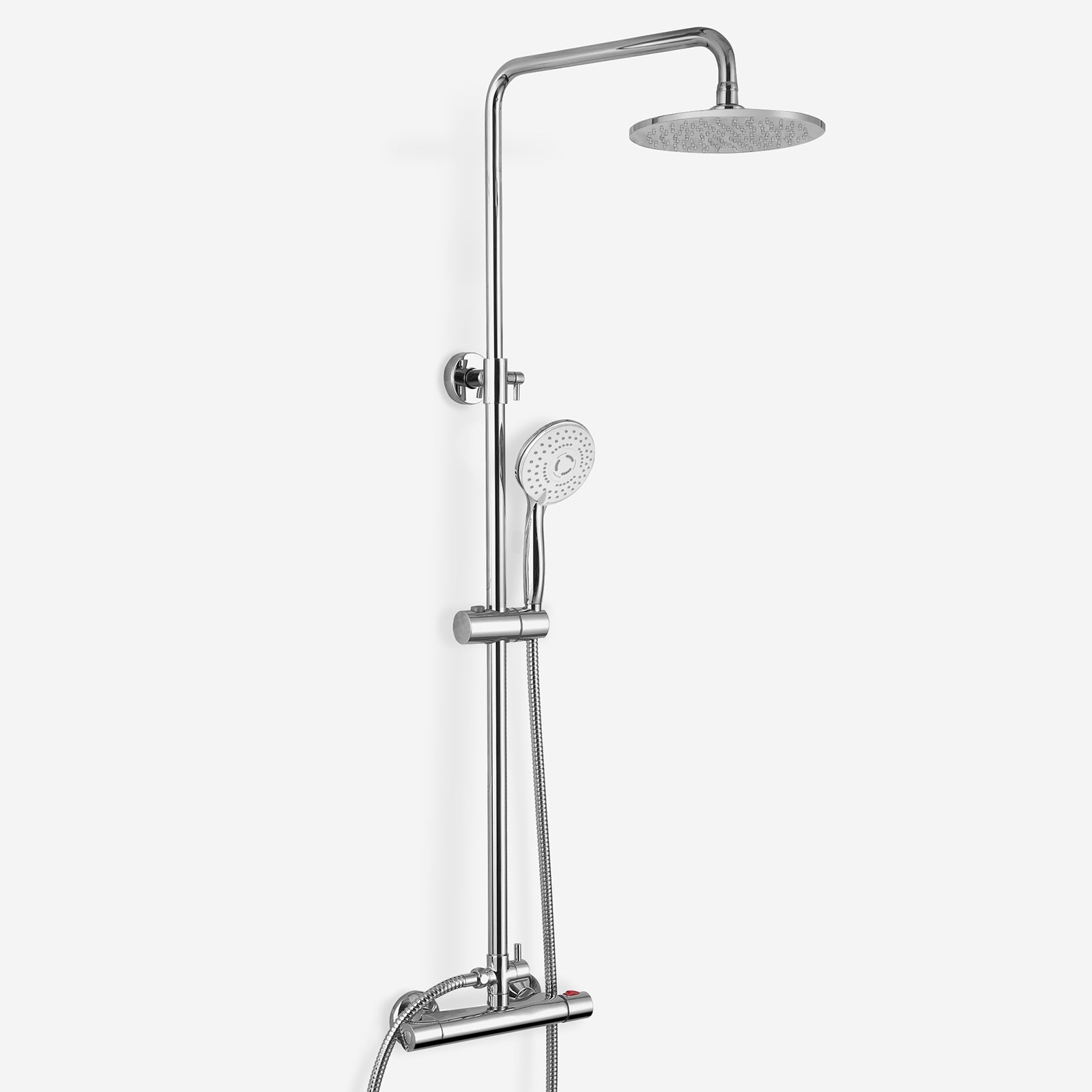 Regent Round Led Thermostatic Bar Valve & Riser Rail Kit with LED Lights