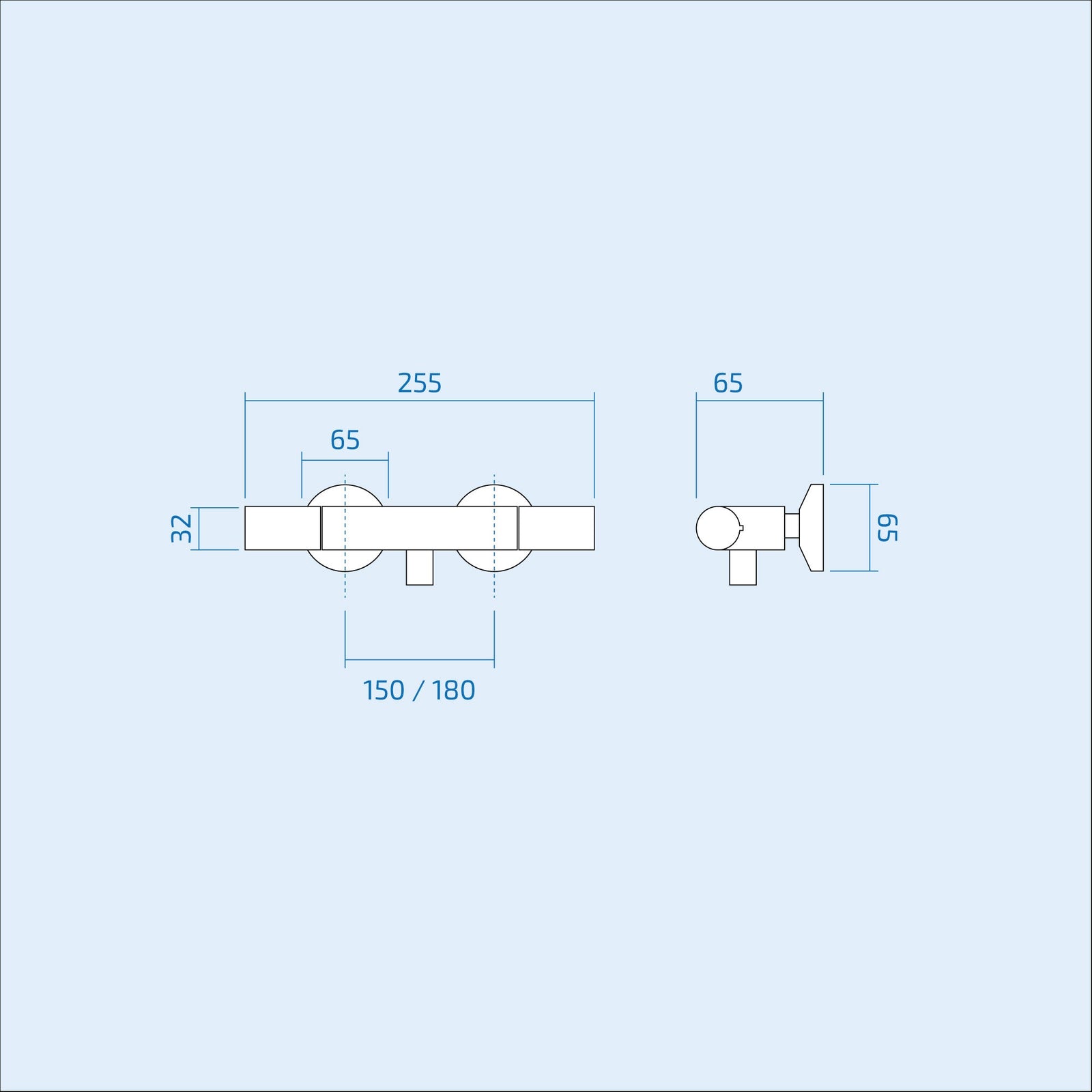 Zeta Round Thermostatic Bar Shower Valve