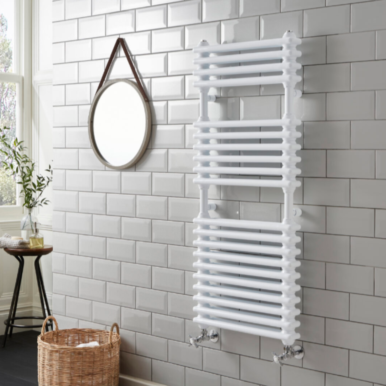Kartell Kolumn Dual Column 1140mm H x 500mm W White Vertical Towel Radiator - KOL1140-500WT