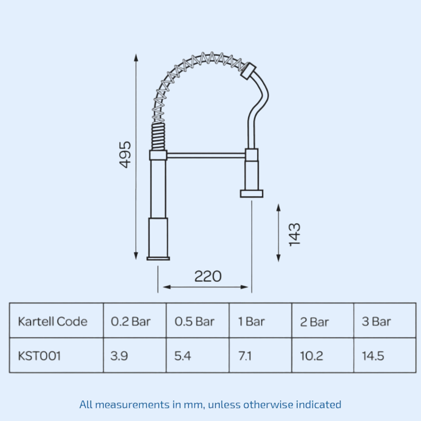 Kartell KST001 Chrome Deck Mounted Pull Out Kitchen Mixer Tap