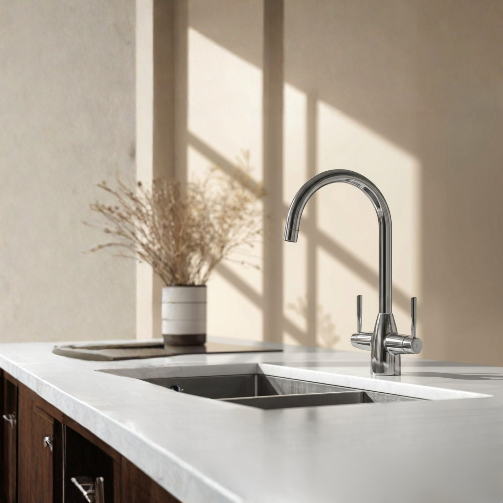 Kartell KST007 Chrome Deck Mounted Kitchen Sink Mono Mixer Tap