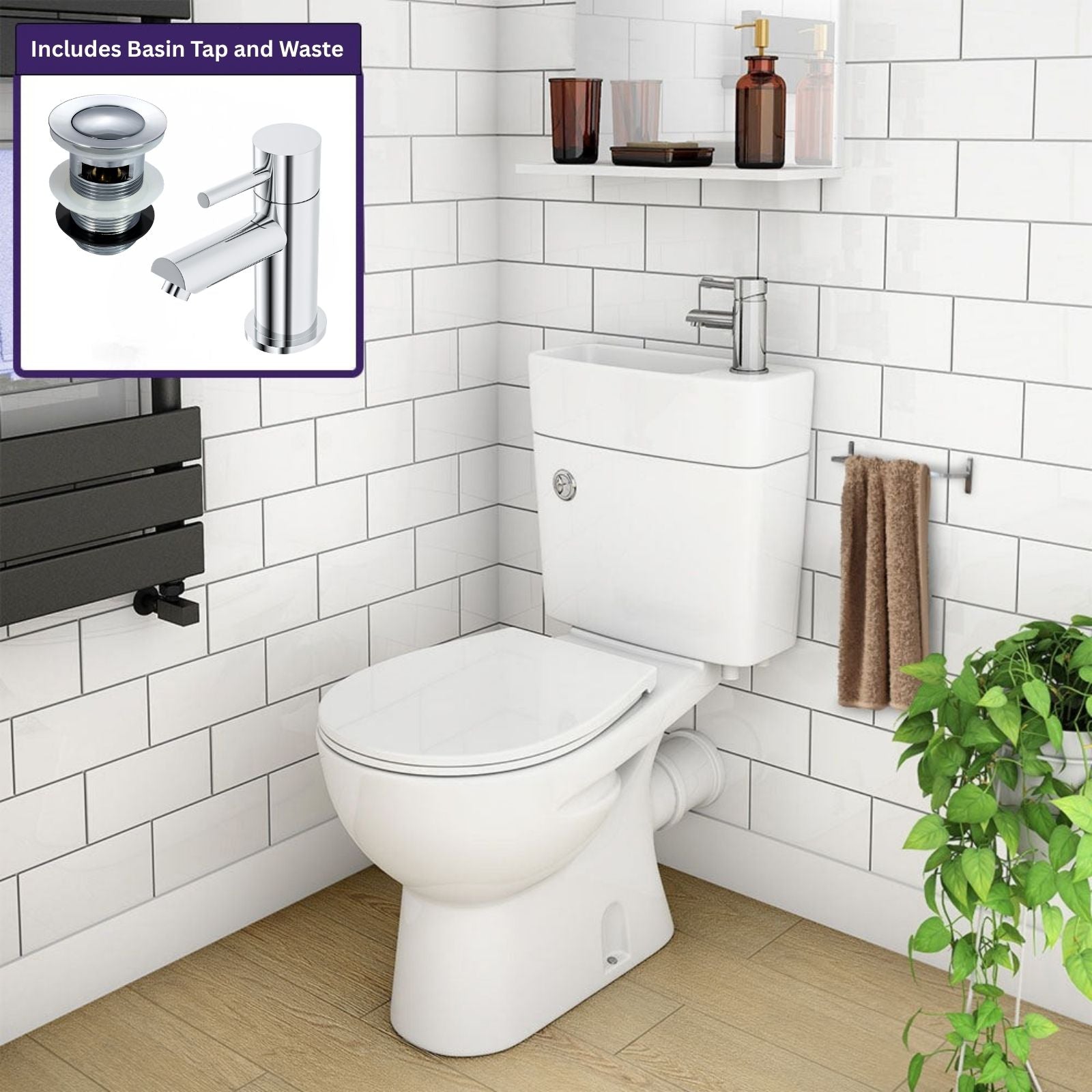 2 in 1 Compact Basin and Close Coupled Toilet Combo Space Saver