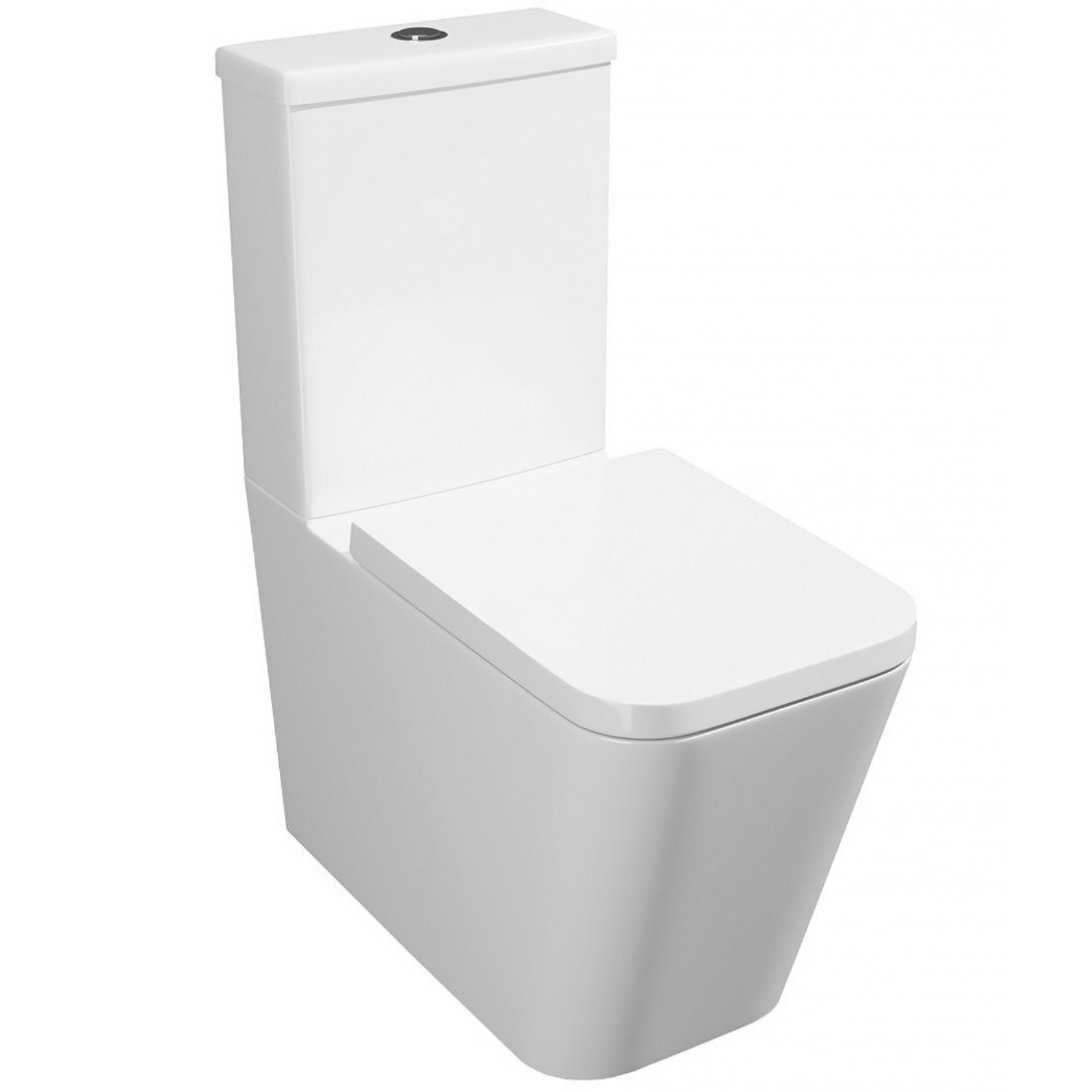 White toilet bowl with tank on a white background