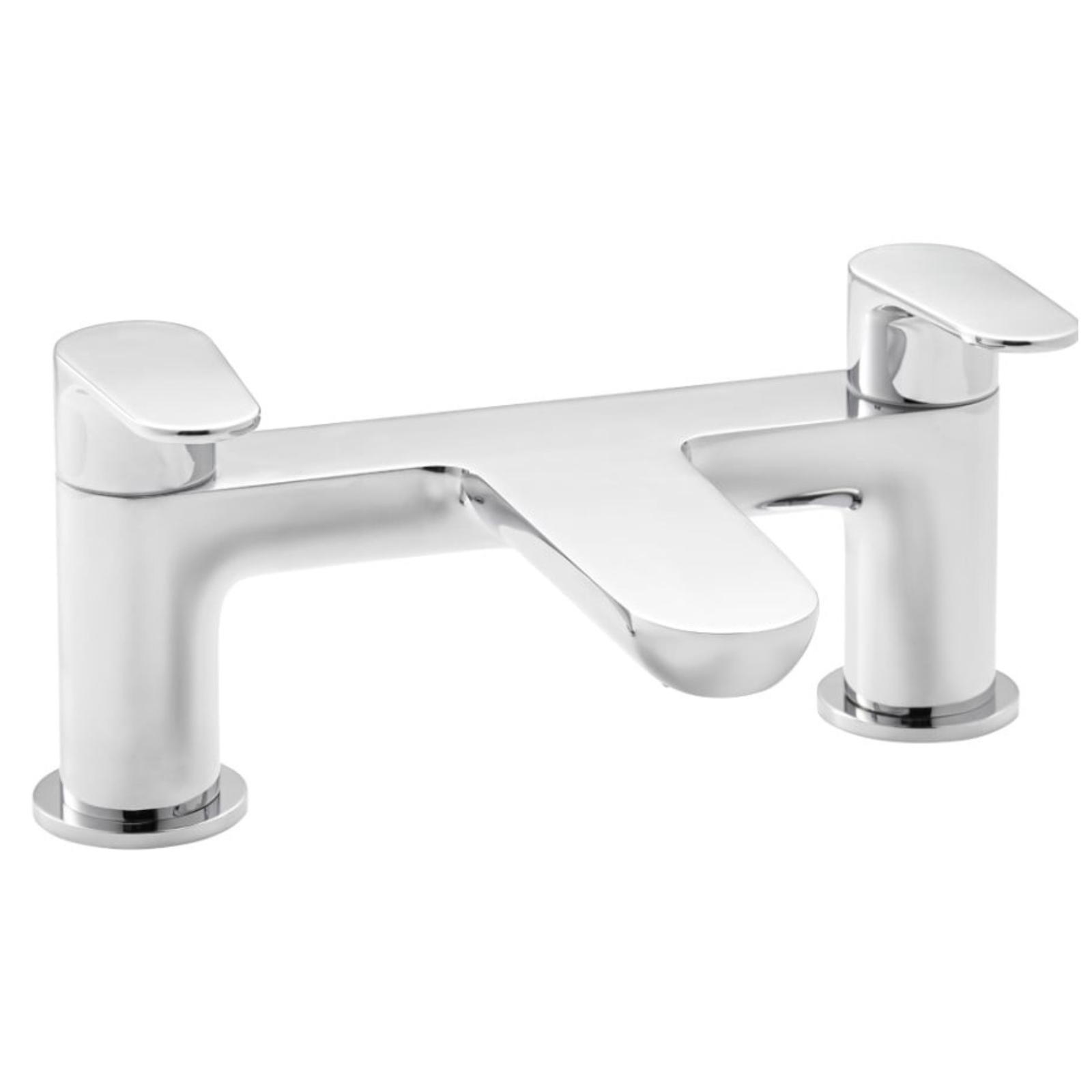 Chrome bath filler tap on a white background