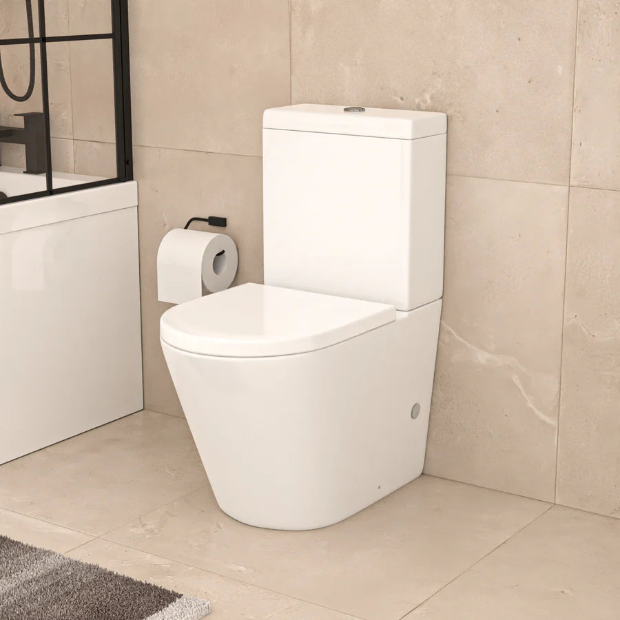 Nanuya L-Shaped RH Shower Bath Basin Vanity Toilet Set Matte Black Taps