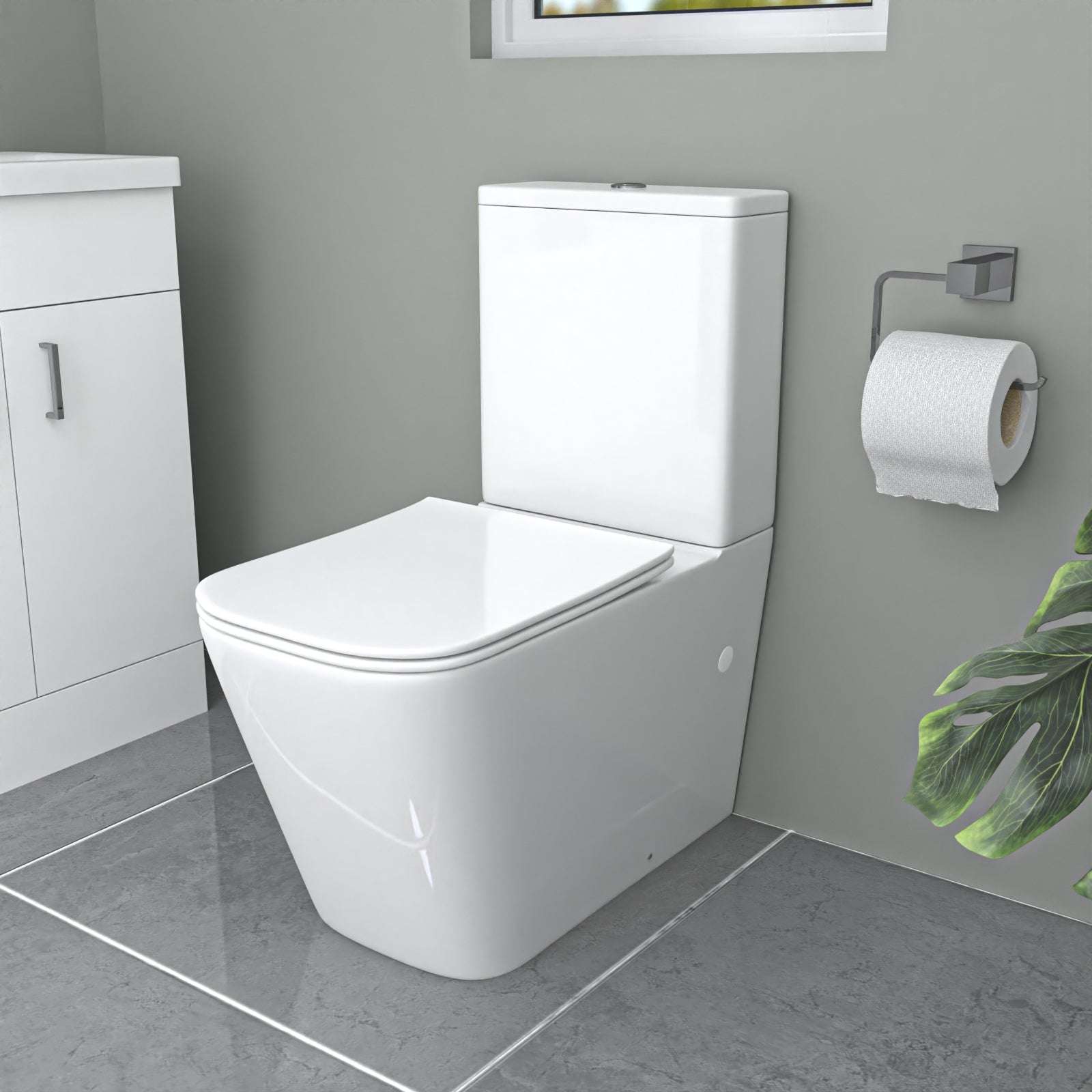 Nanuya L-Shaped Shower Bath with Vanity Unit & Toilet, Taps & Shower Suite