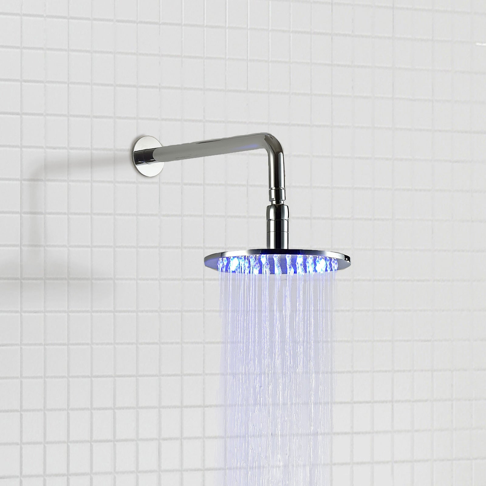 Lily LED Brass Overhead Shower with Round 1 Way Concealed Thermostatic Mixer
