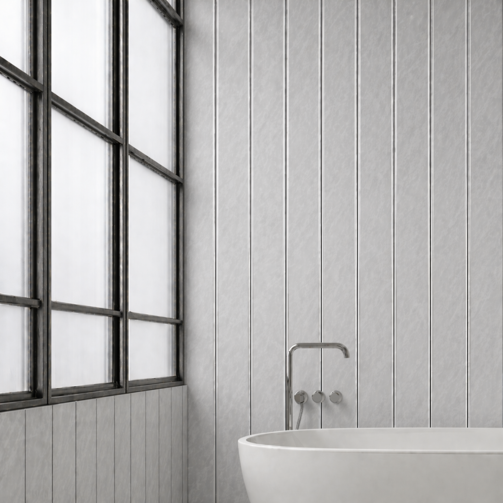 Light Grey Marble Silver PVC Shower Wall Panel 2700mm x 200mm x 6mm (Pack Of 5)
