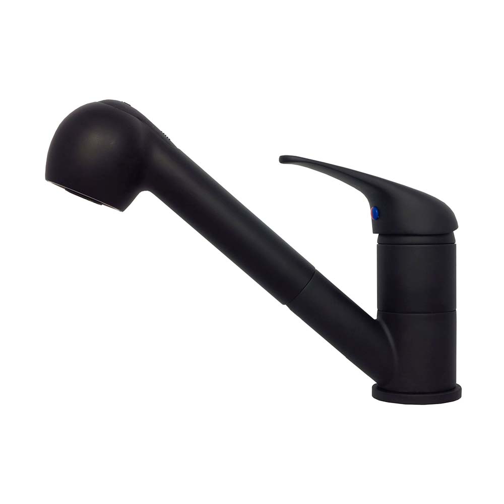 Contemporary Matte Black Kitchen Single Lever Pull-Out Mixer Tap