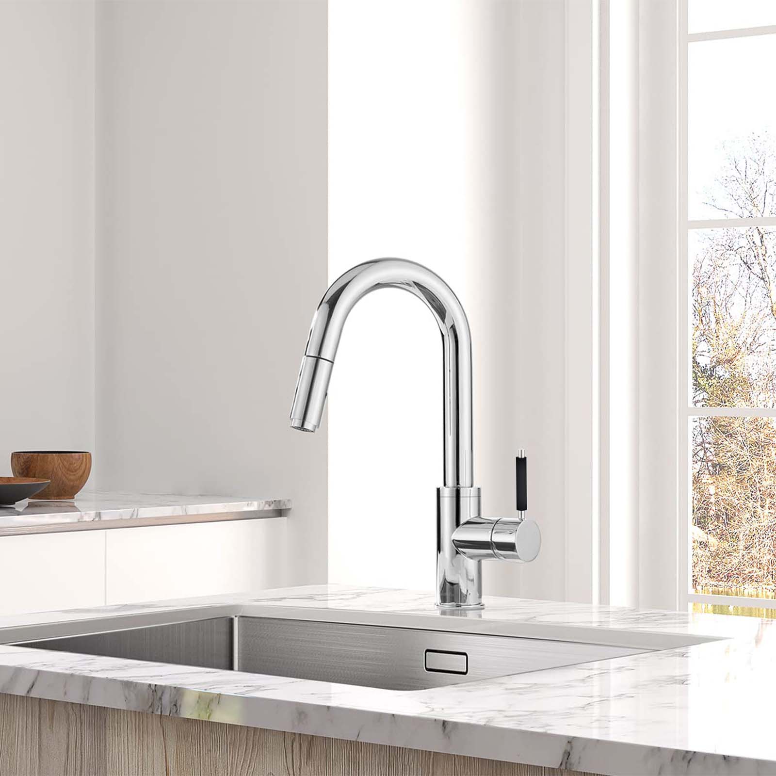 Victoria Chrome Single Lever Mono Mixer Pull Out Kitchen Tap