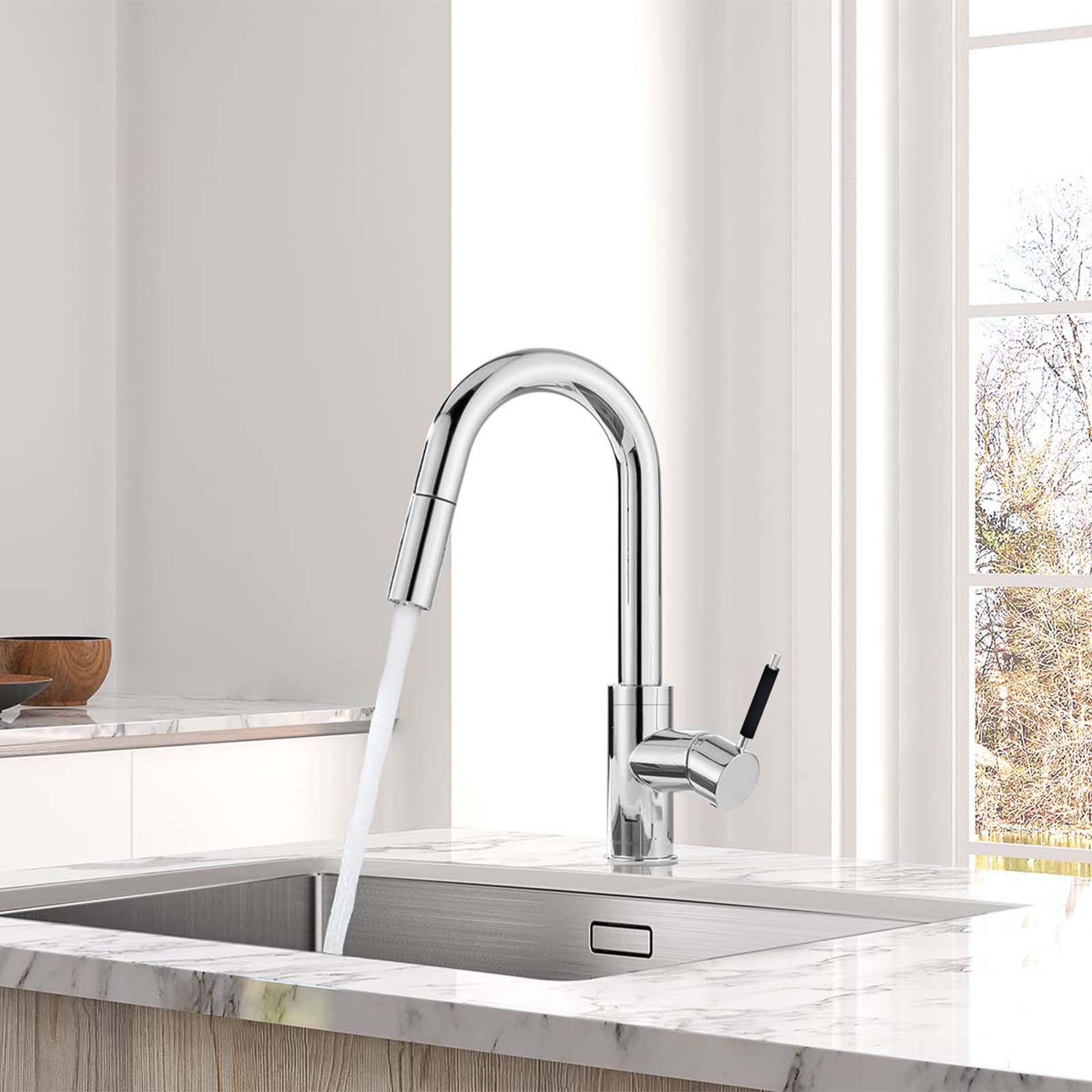 Victoria Chrome Single Lever Mono Mixer Pull Out Kitchen Tap