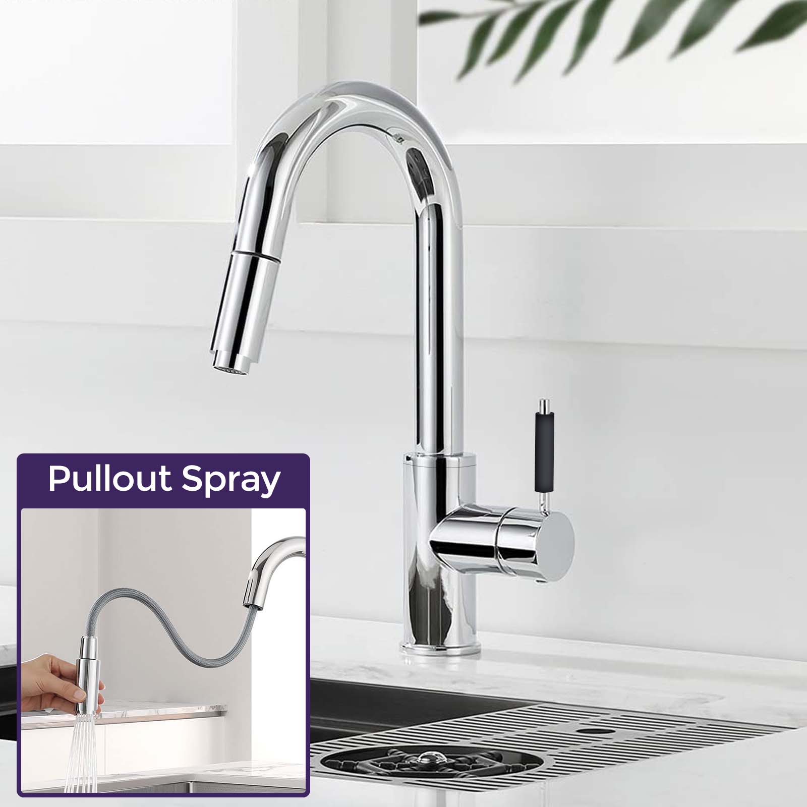 Victoria Chrome Single Lever Mono Mixer Pull Out Kitchen Tap