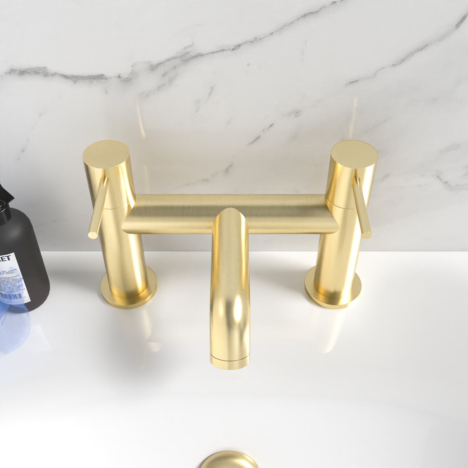 Alice Brushed Brass Designer Deck Mounted Bath Filler Tap