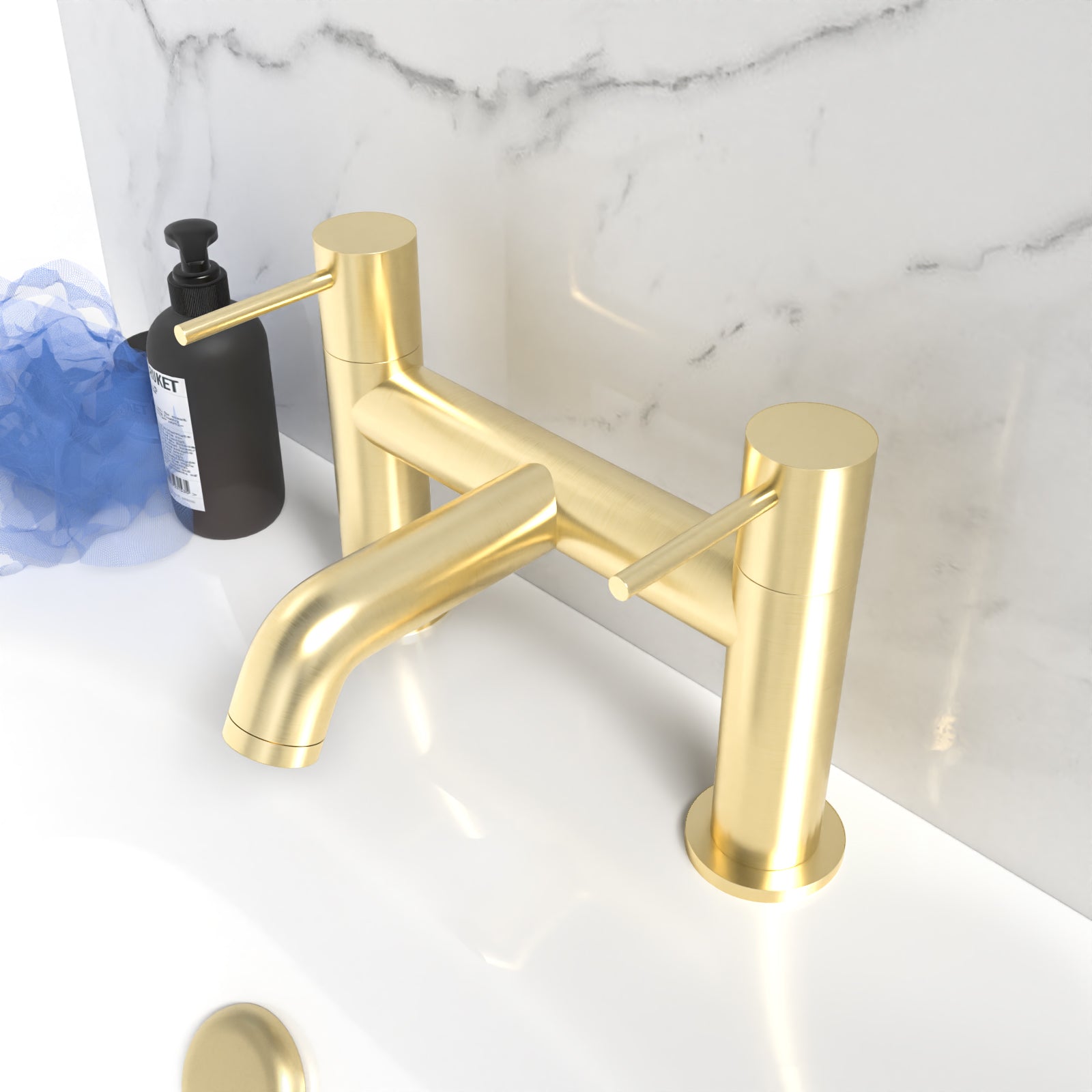 Alice Brushed Brass Designer Deck Mounted Bath Filler Tap