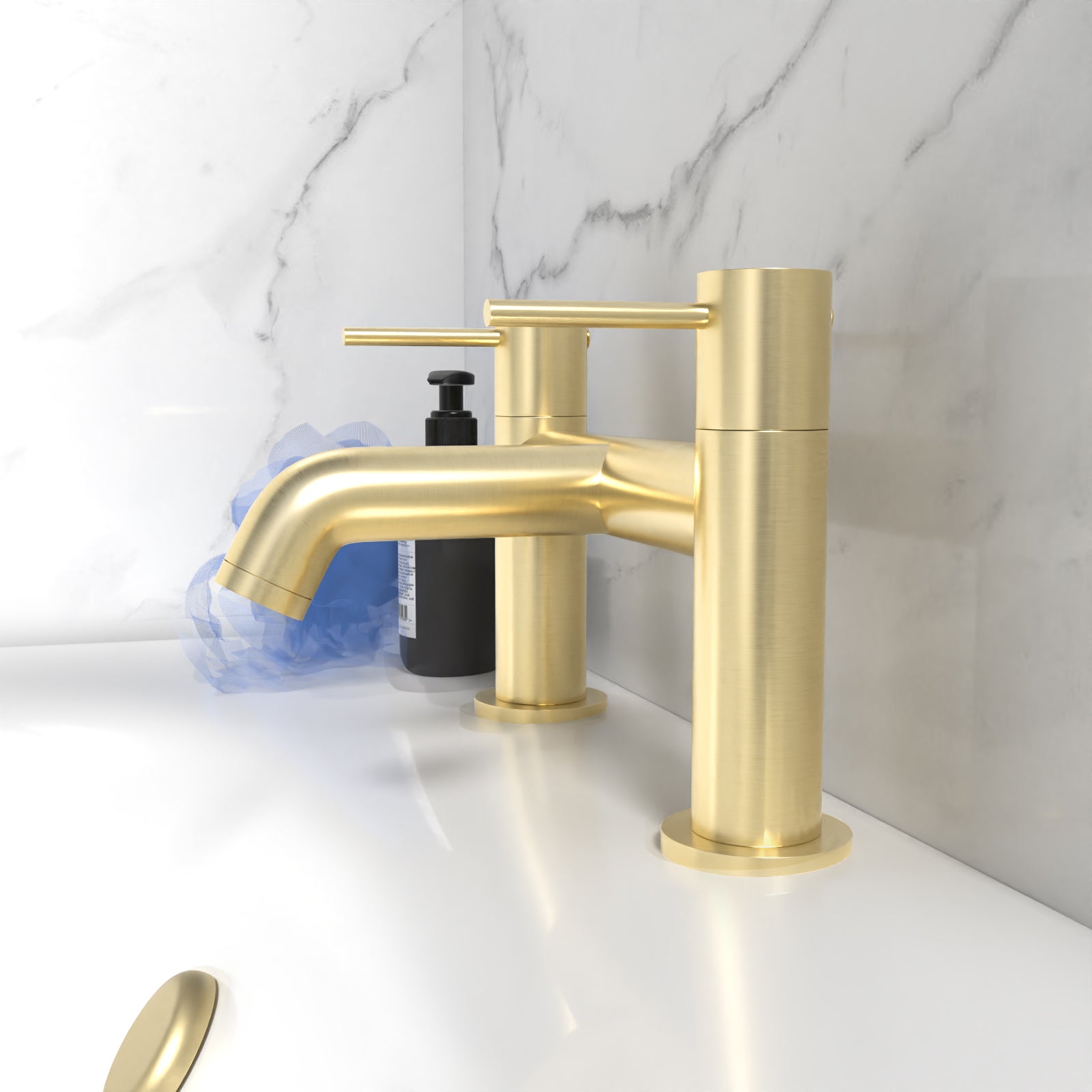 Alice Brushed Brass Designer Deck Mounted Bath Filler Tap