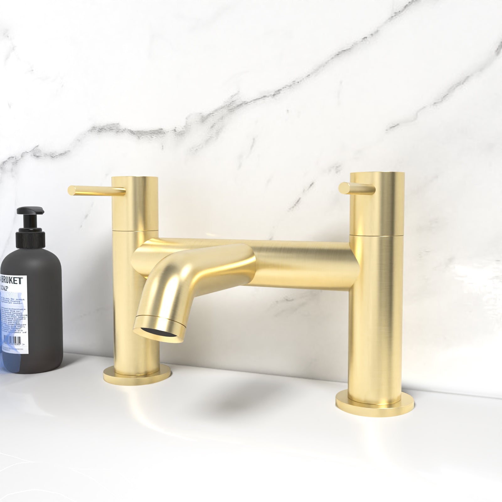 Alice Brushed Brass Designer Deck Mounted Bath Filler Tap