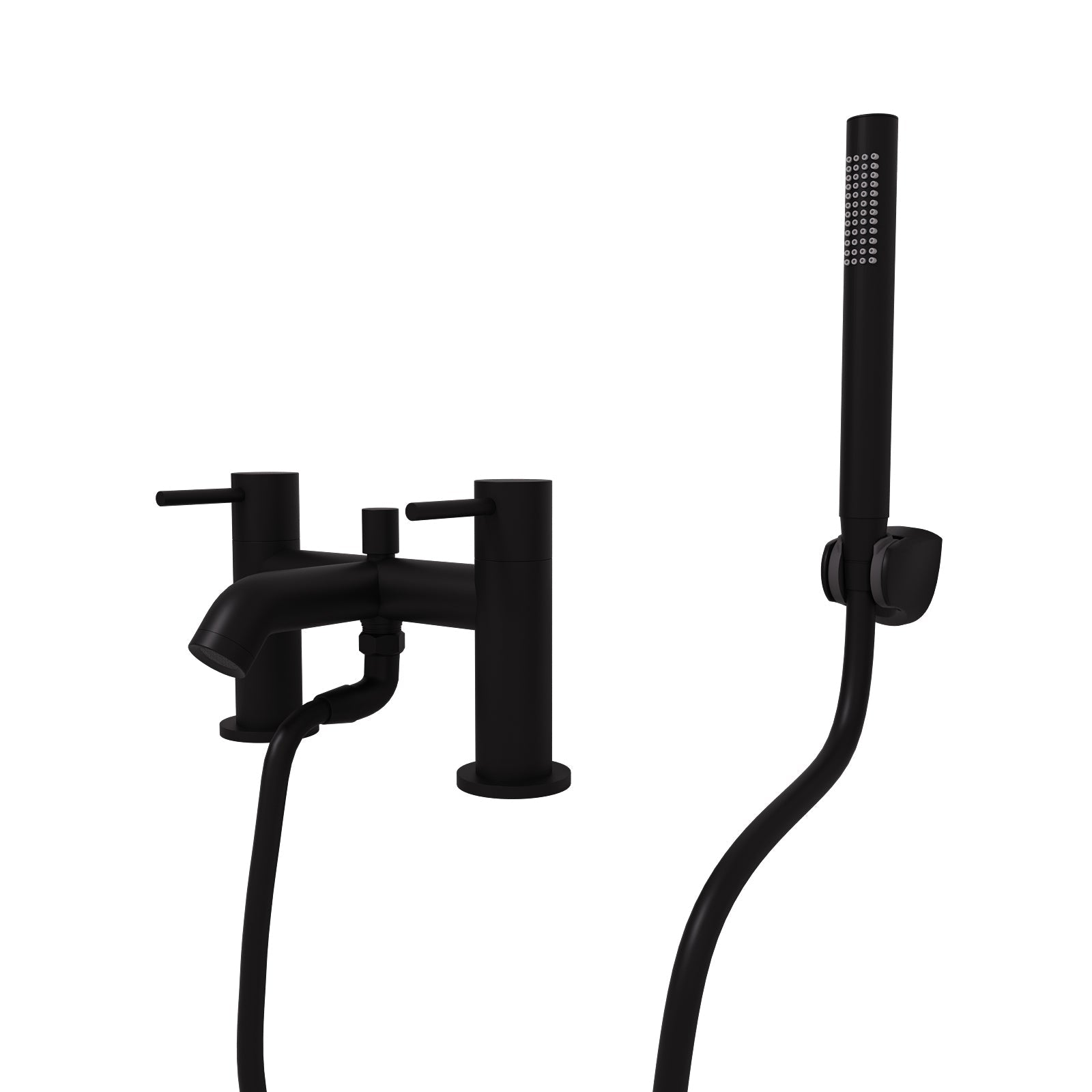 Alice Brushed Brass Deck Mounted Bath Shower Mixer Tap with Handheld Kit Matt Black