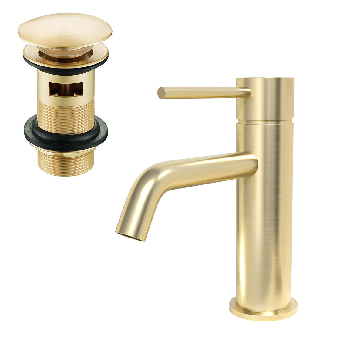 Bathroom Suite - Alaska 1400mm Square Single Ended Bathtub with Screen, 600mm Vanity Unit & Close Coupled Toilet - Set with Brushed Brass Fittings