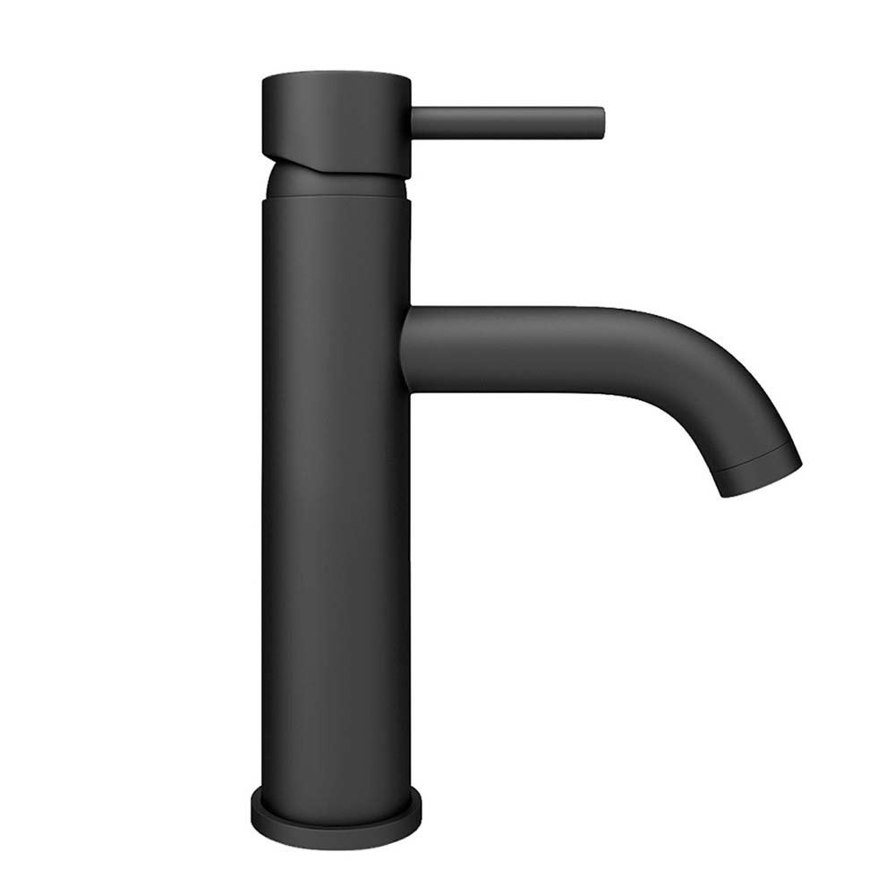 Alice Deck Mounted Matte Black Round Basin Sink Mono Mixer Tap