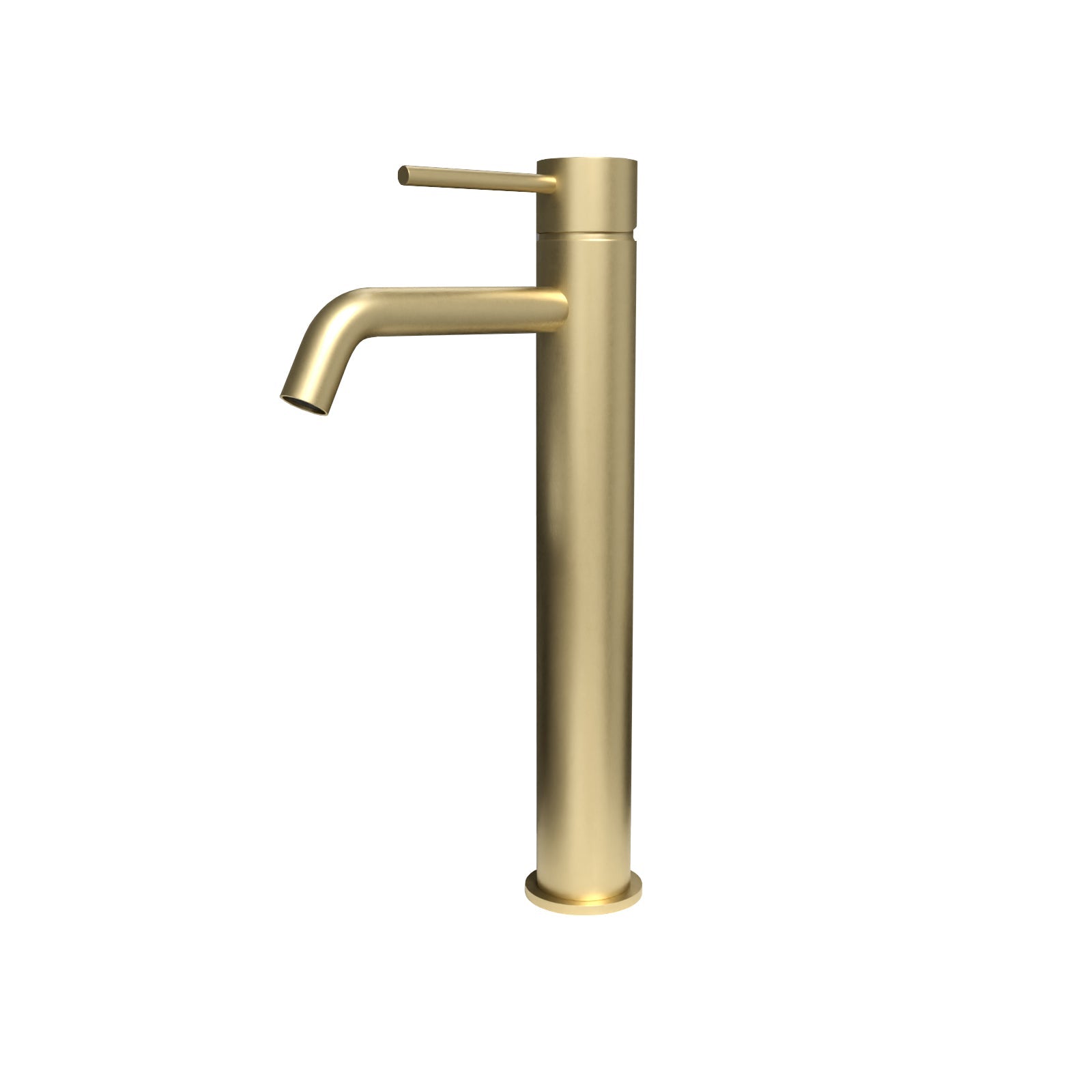 Alice Countertop Brushed Brass Tall Round Single Lever Basin Mono Mixer Tap