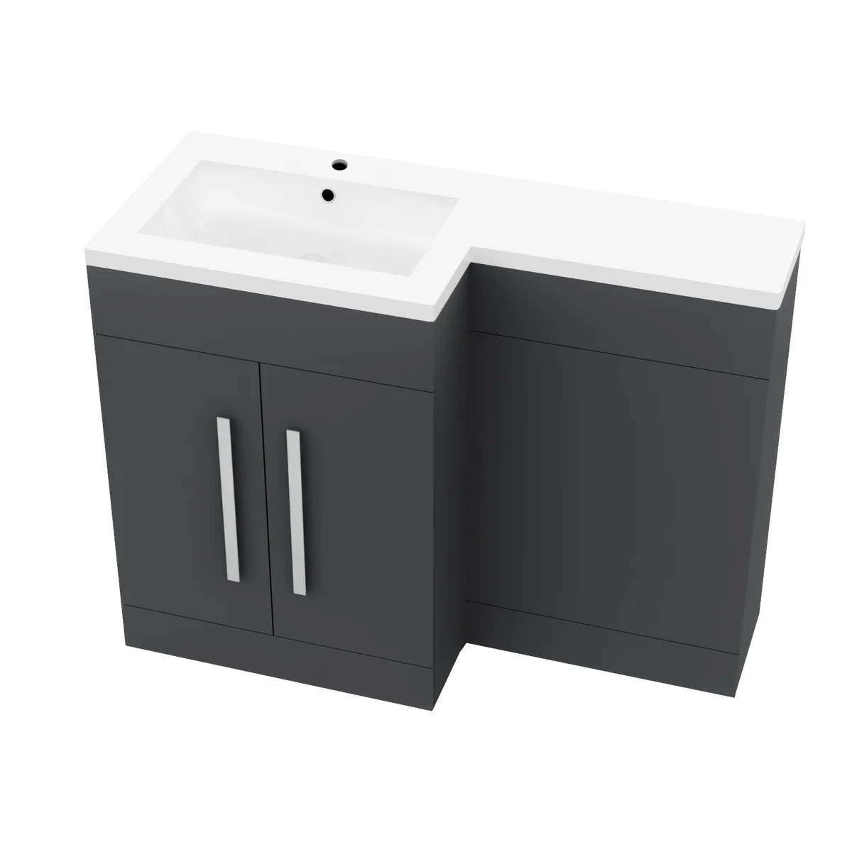 1100mm Left Hand Dark Matte Grey Bathroom Basin Combination Vanity Unit