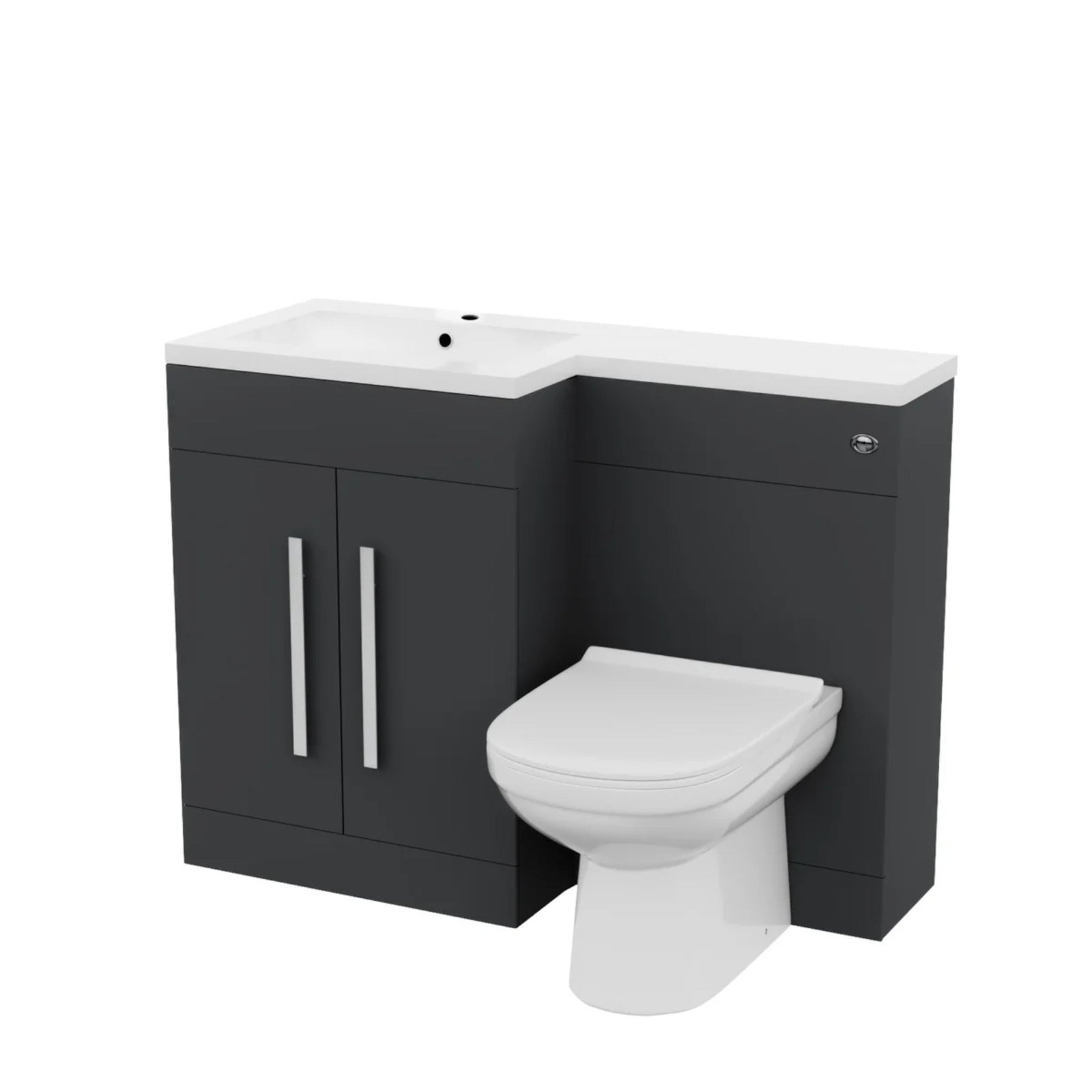 1100mm Left Hand Matte Dark Grey Basin Vanity WC Unit & Toilet Set
