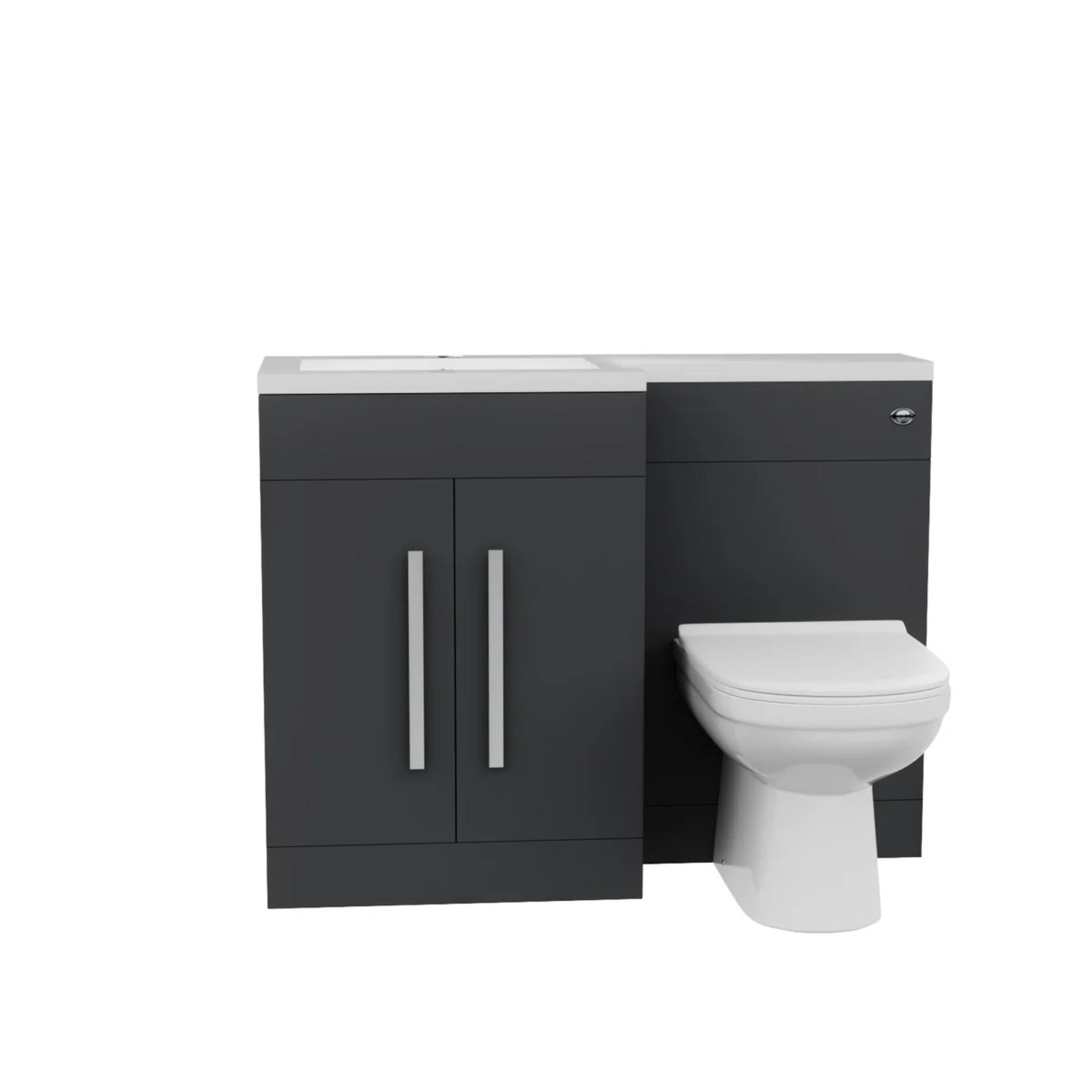 1100mm Left Hand Matte Dark Grey Basin Vanity WC Unit & Toilet Set