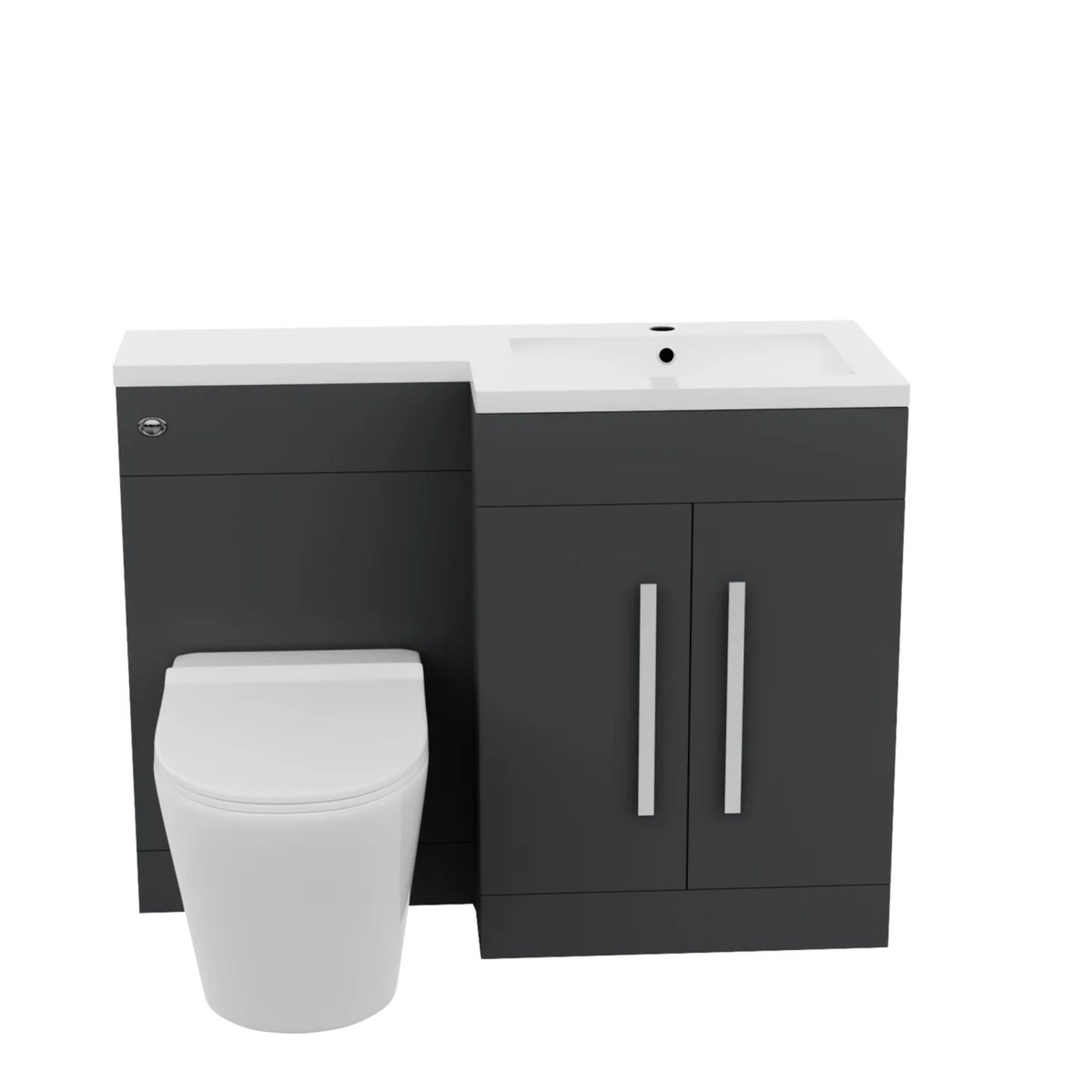 1100mm RH Matte Dark Grey Basin Vanity WC Unit & Back To Wall Toilet