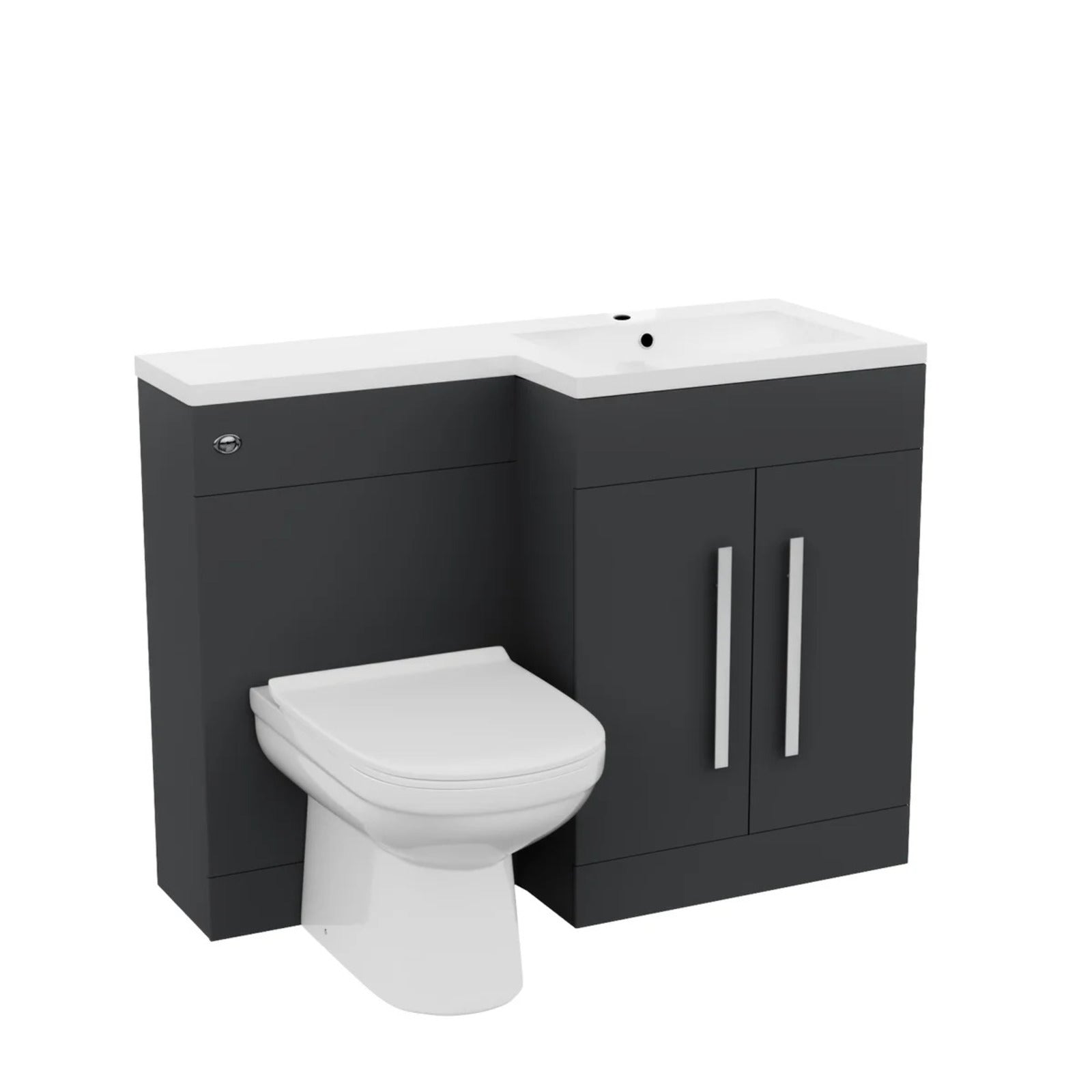 1100mm Right Hand Matte Dark Grey Basin Vanity WC Unit & Toilet
