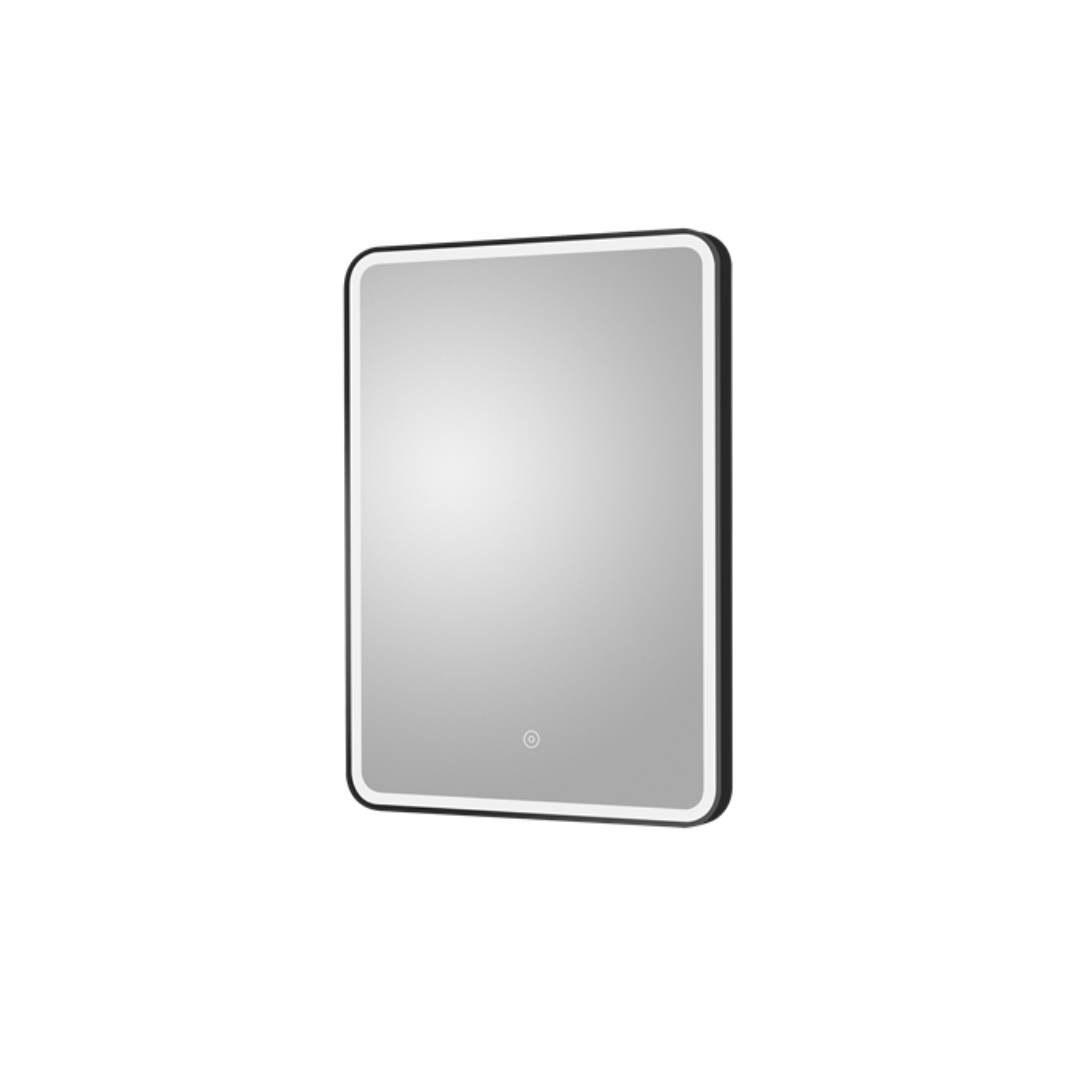 Black Frame Touch Sensor LED Rectangular Mirror With Demister 700 x 500mm