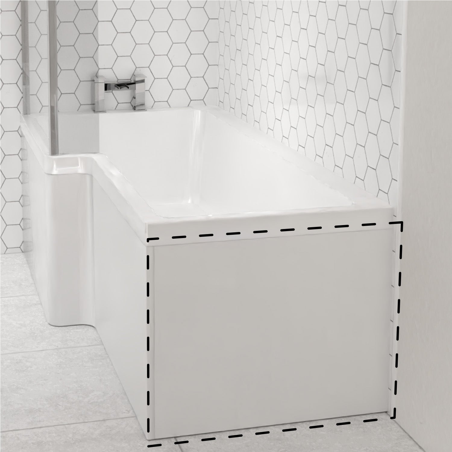 Gloss White 1700mm x 500mm Front Bath Panel and 700mm x 500mm End Bath Panel for Left Hand L Shaped Bath