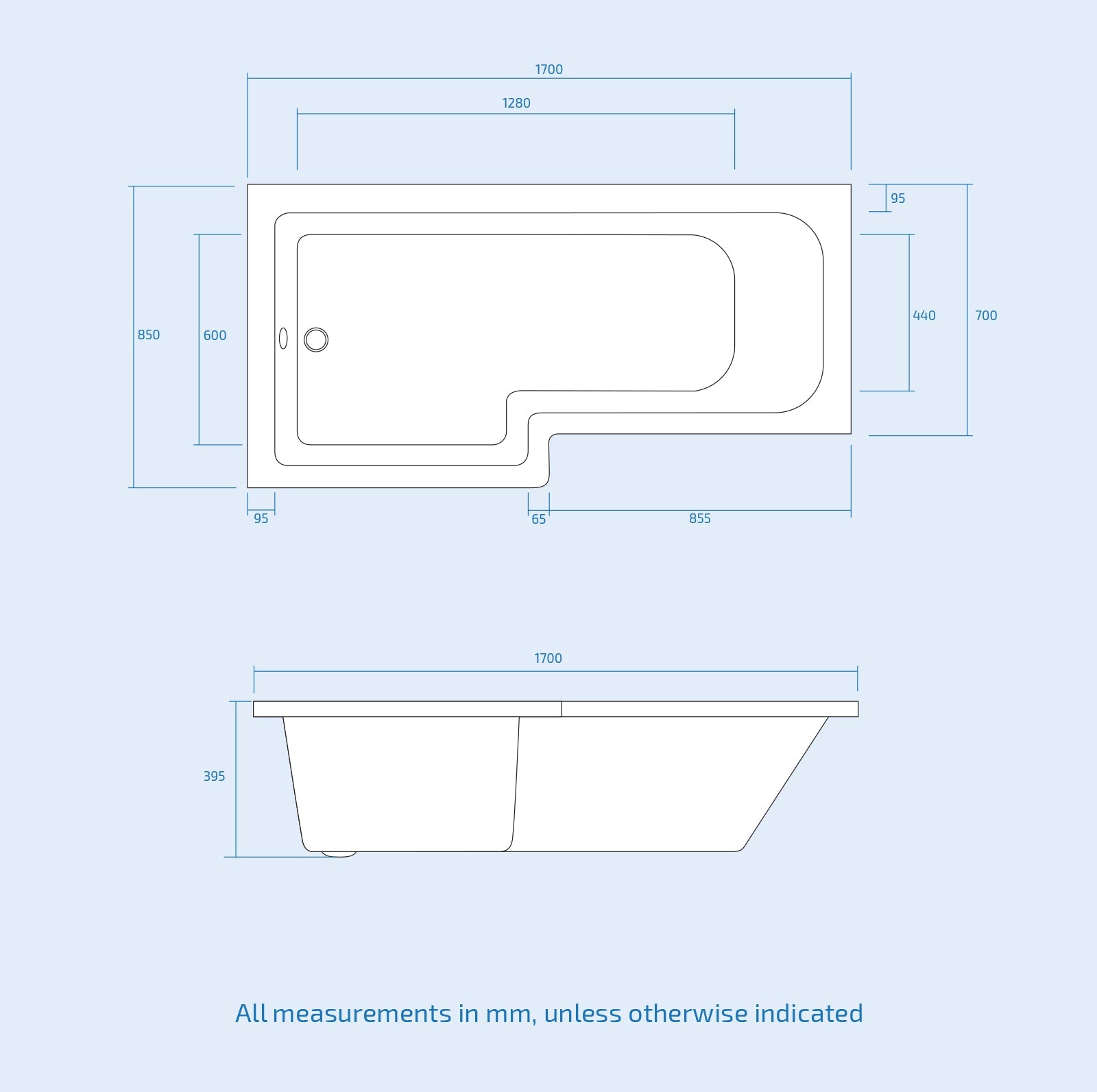 Bretford 1700mm White LH Basin Black Handle WC Unit BTW Toilet L-Shaped Bath & Panel Screen