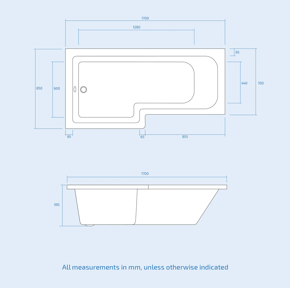 Alaska L-Shaped LH Bath Shower White Doors Vanity Toilet Matte Black Taps