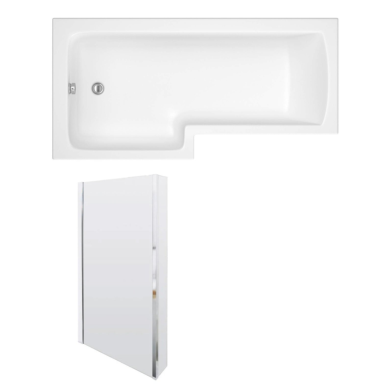 L-Shaped Left Hand Shower Bath & Optional Panels and Shower Screen