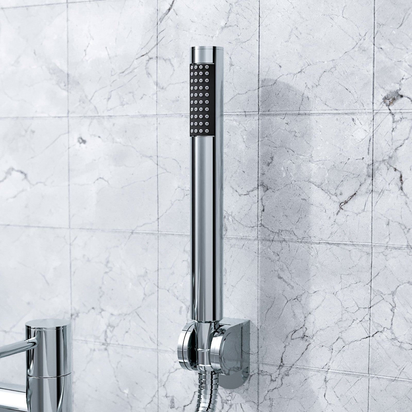 Kyic Modern Bridge Deck Mounted Bath Filler Shower Mixer Tap With Handheld Kit