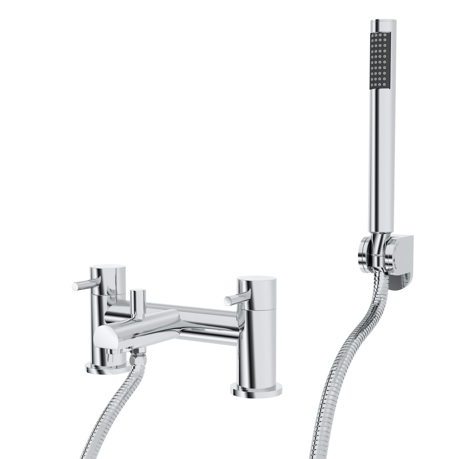 Kyic Modern Bridge Deck Mounted Bath Filler Shower Mixer Tap With Handheld Kit
