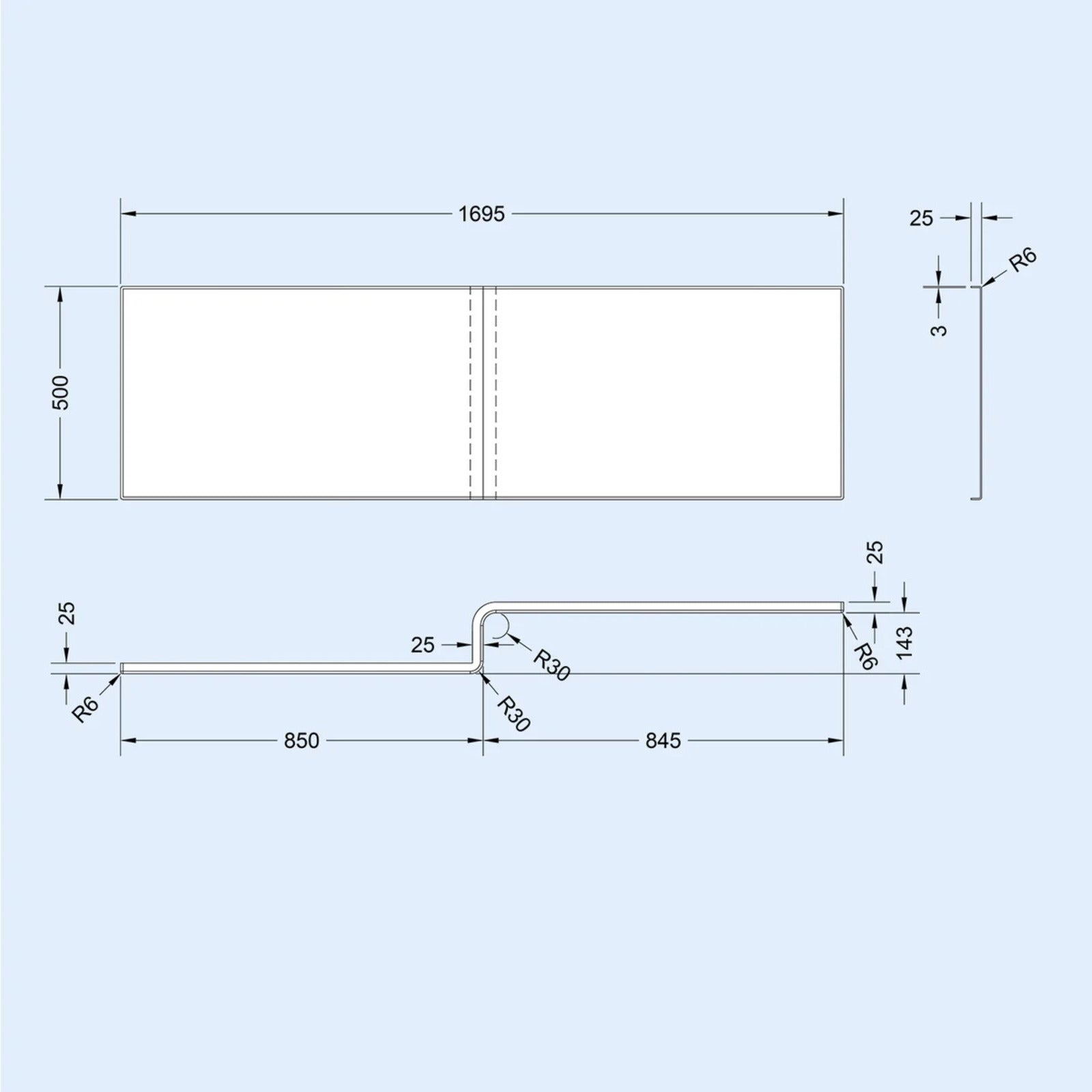 Left L Shaped Shower Bath With Front End Panel & Matte Black Screen