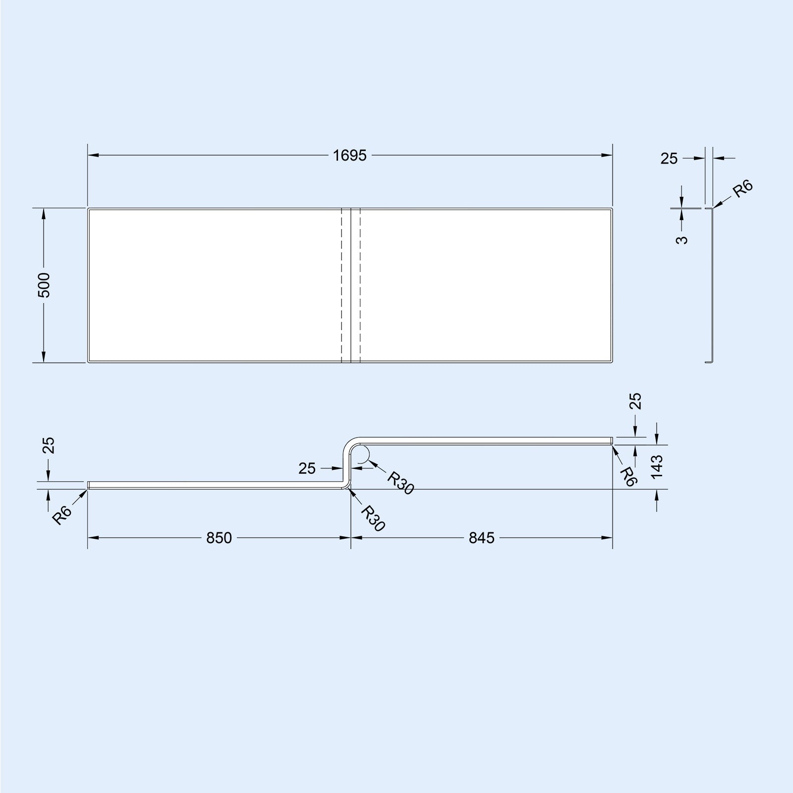 1700 x 850mm Right Hand L Shaped Shower Bath With Front Panel & Hinged Shower Screen