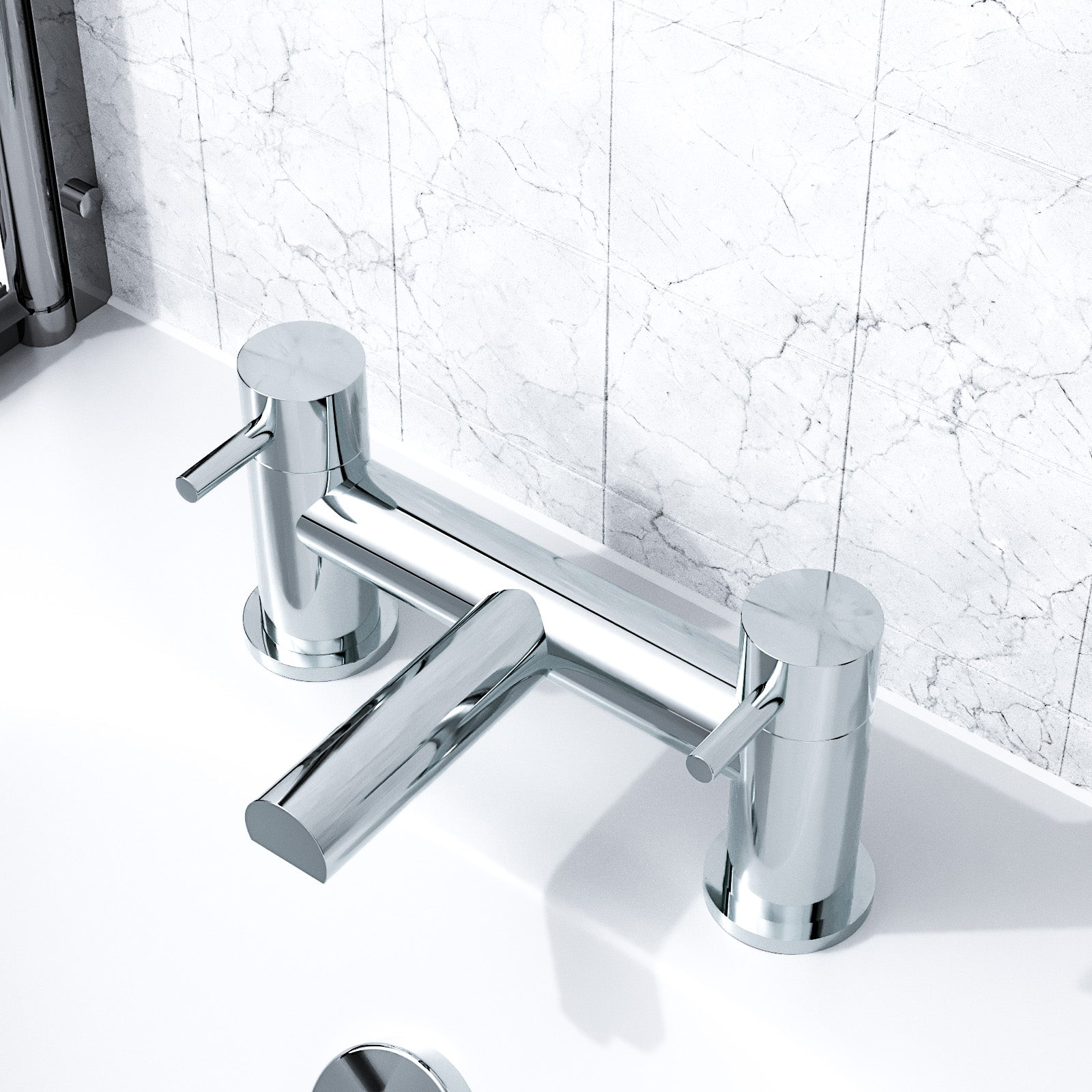 Marc Round Chrome Bridge Deck Mounted Bath Filler Tap