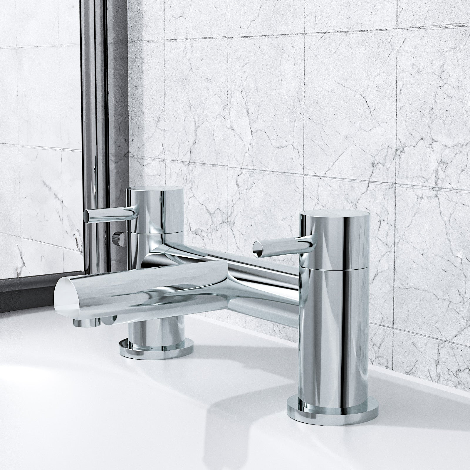 Marc Round Chrome Bridge Deck Mounted Bath Filler Tap