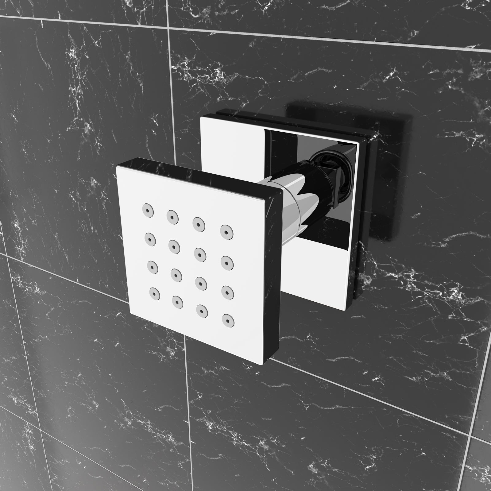 4 X Chrome Square Bathroom Shower Mixer Massage Body Jets