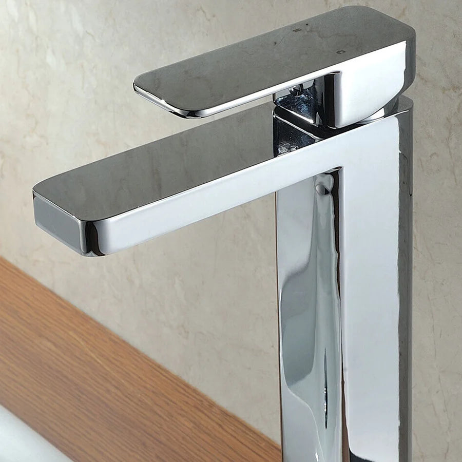 Modern Extended Bathroom Chrome Countertop Basin Sink Mixer Tap