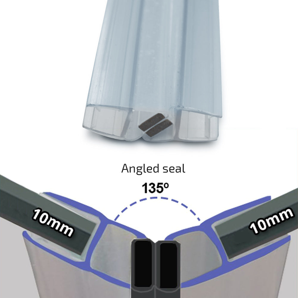 Clear 135° Magnetic Shower Enclosure Seal 10mm X 2000mm