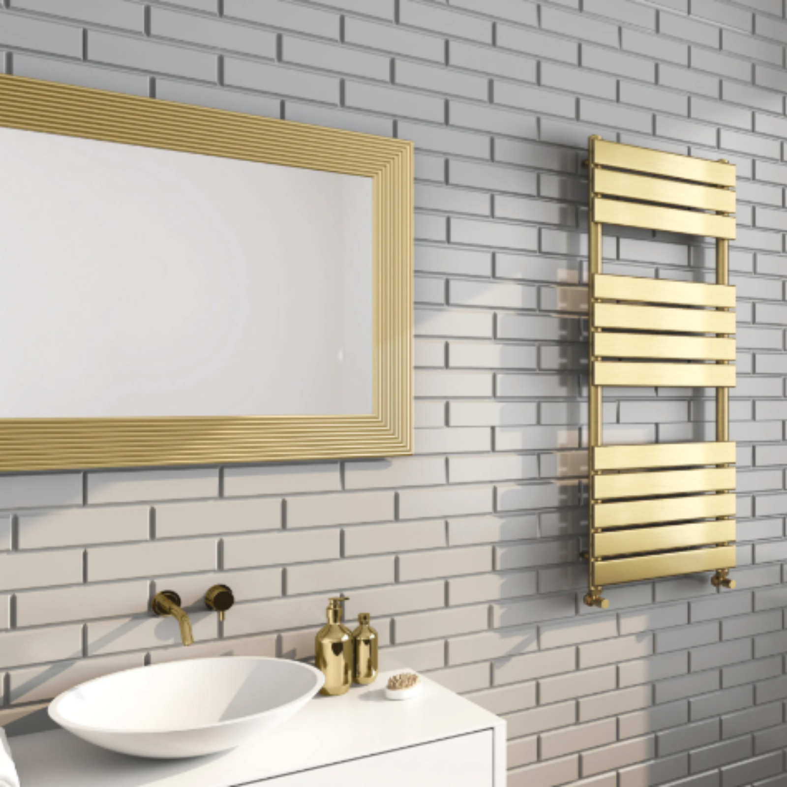 Kartell Malibu 1200mm H x 500mm W Brushed Brass Vertical Designer Towel Rail - MAL1200-500BB