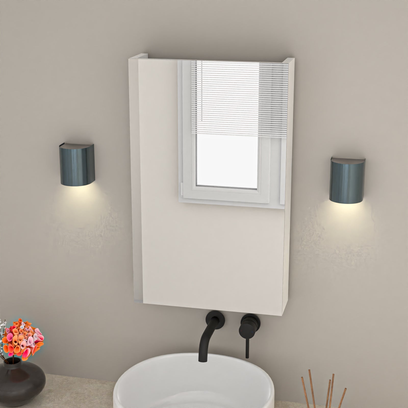 Bathroom Mirror Cabinet With Shelf Storage 400mm Cupboard Vertically