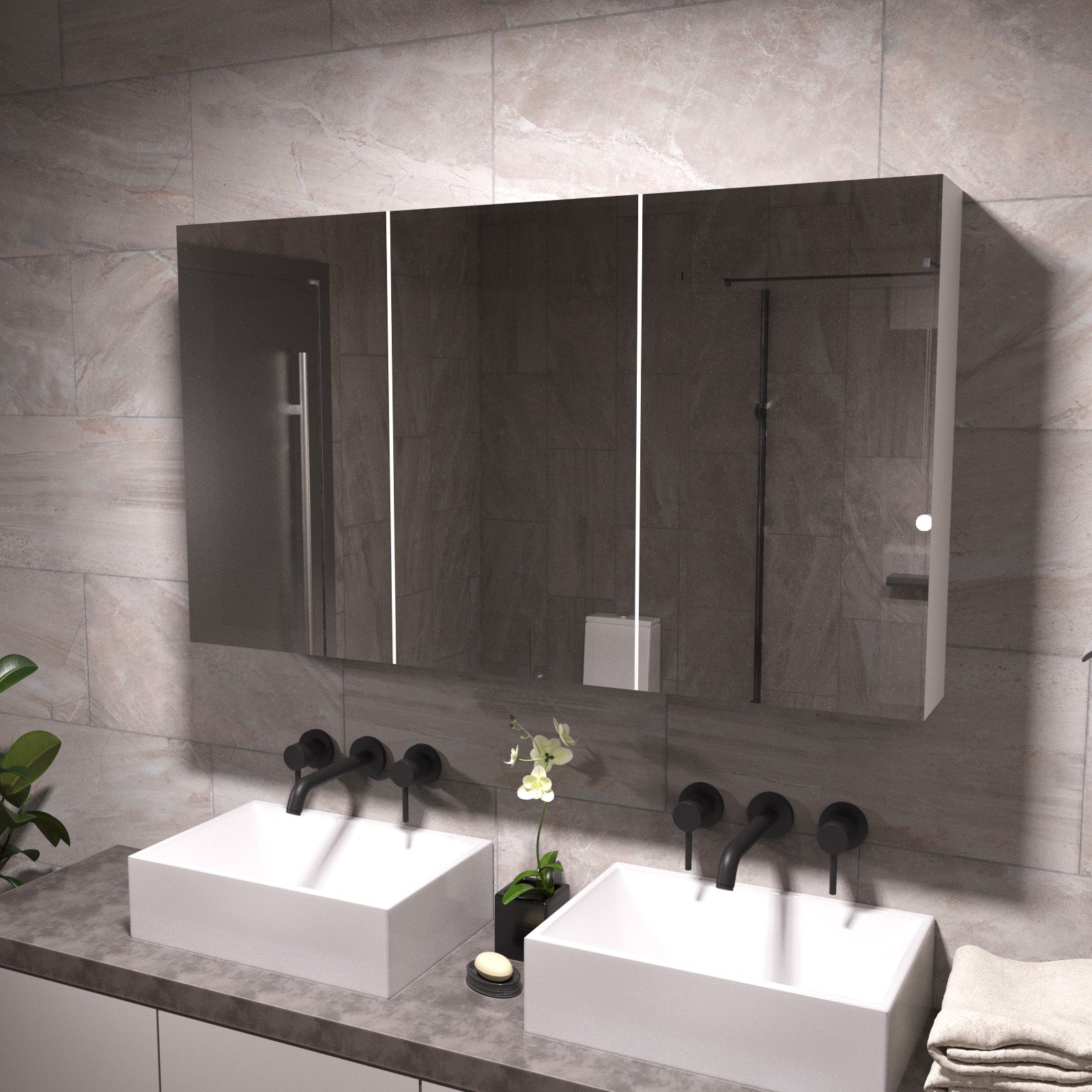McCann 900mm 3 Door Mirrored Shaving Cabinet